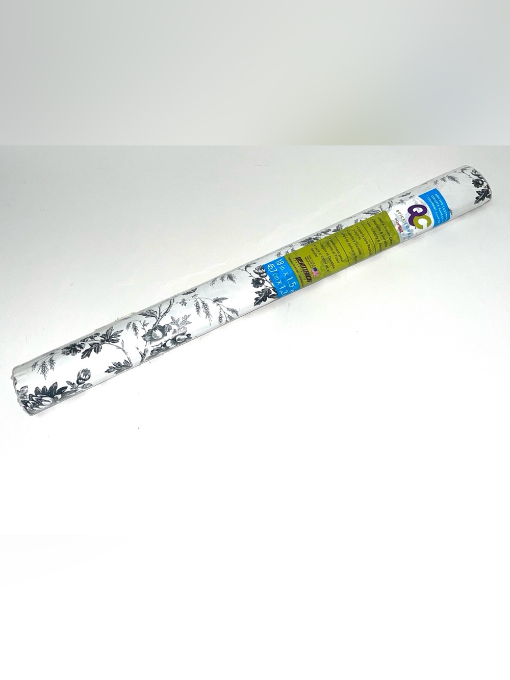 Decorative Floral Adhesive Paper Roll - Black & White 18in x 1.5yd